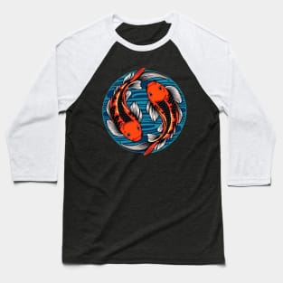 Circling Japanese Koi Fish Baseball T-Shirt